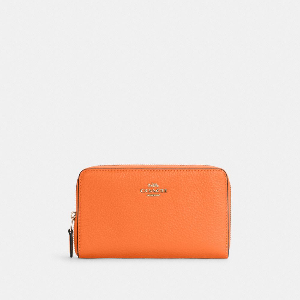 COACH Medium Id Zip Wallet - GOLD/CANDIED ORANGE - C4124