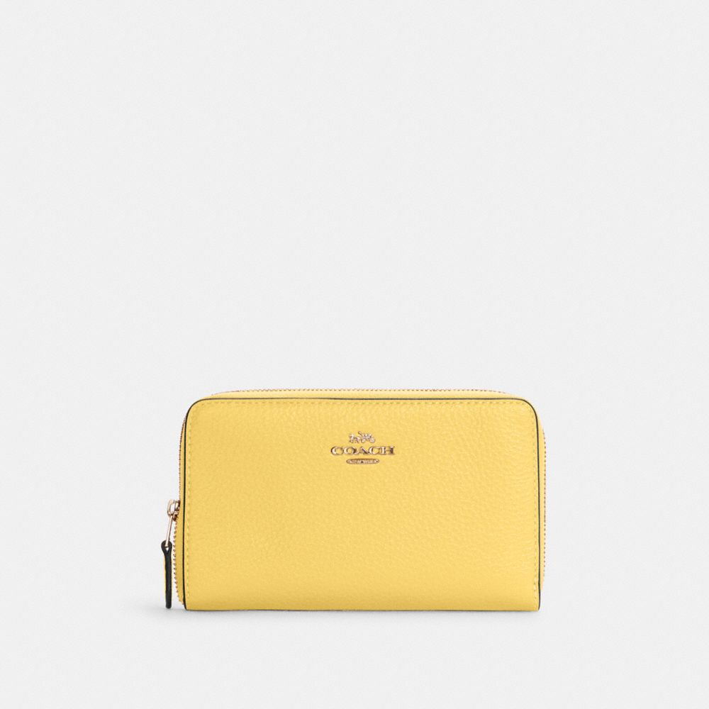 COACH C4124 - Medium Id Zip Wallet GOLD/RETRO YELLOW