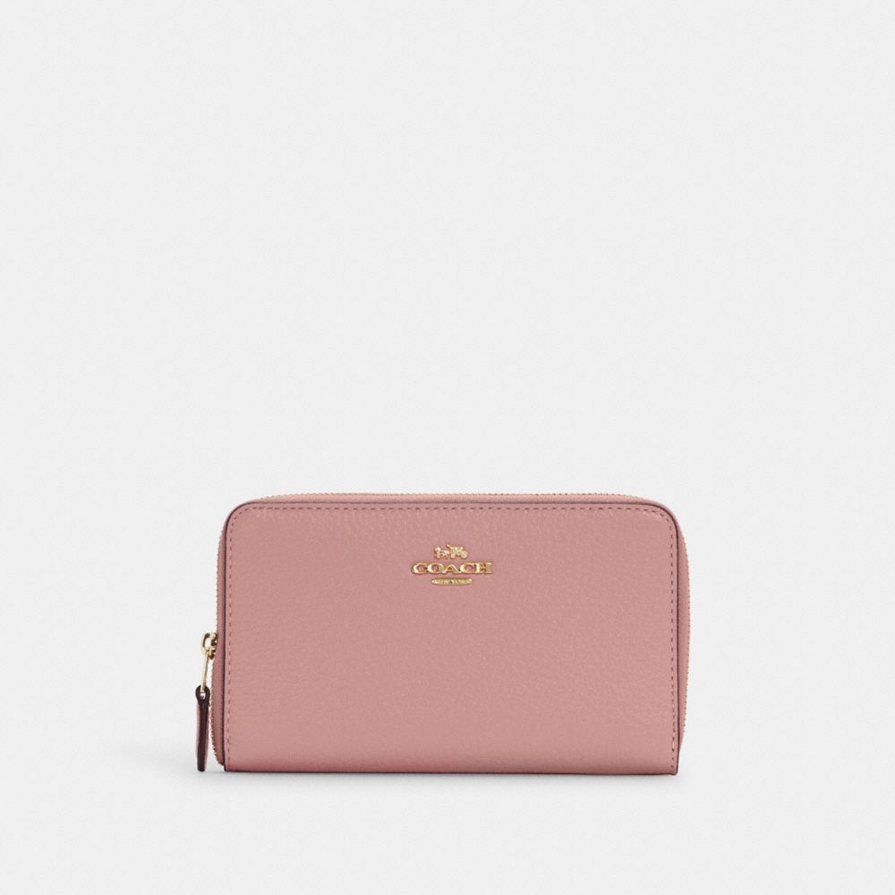 Medium Id Zip Wallet - C4124 - GOLD/SHELL PINK