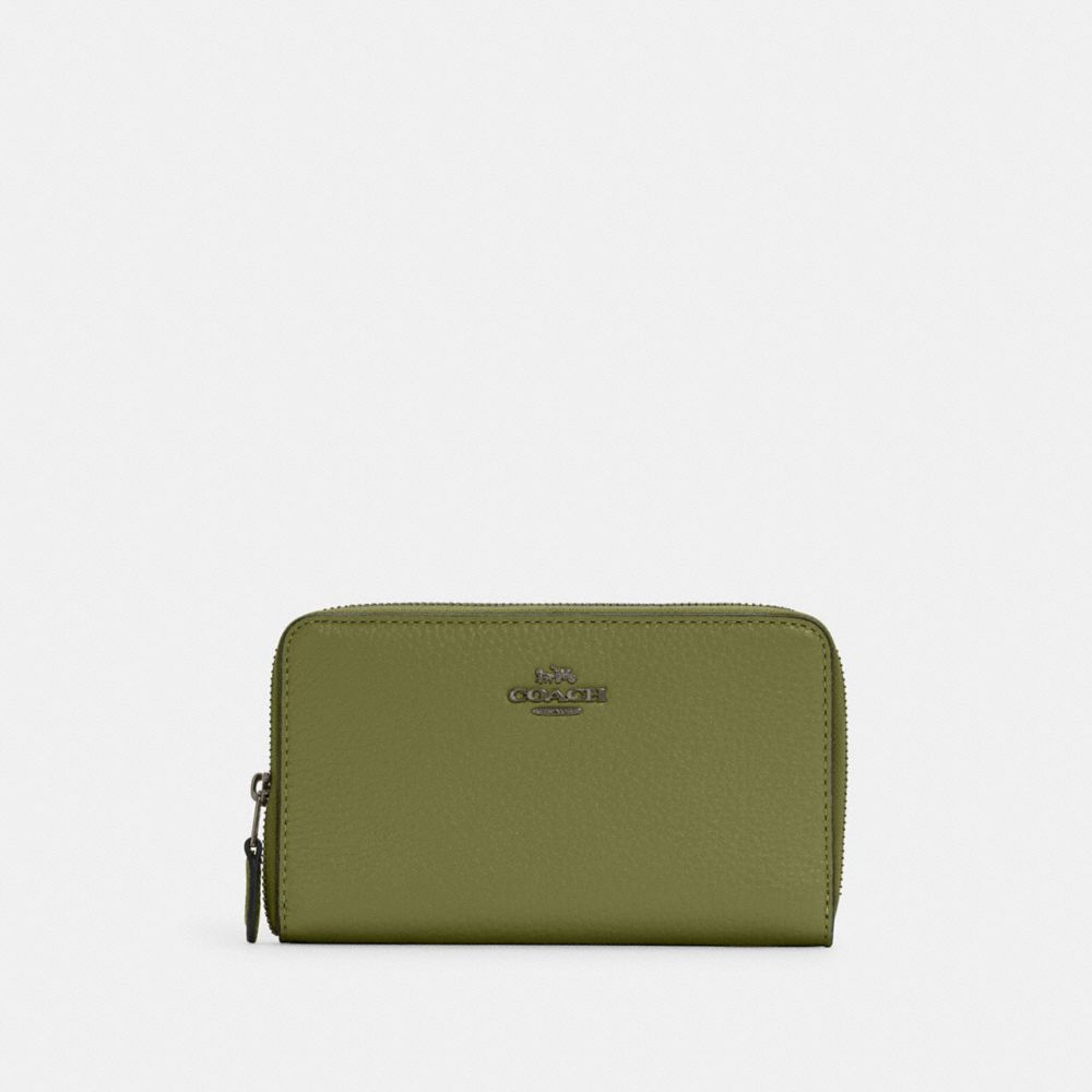 COACH C4124 Medium Id Zip Wallet QB/Olive Green