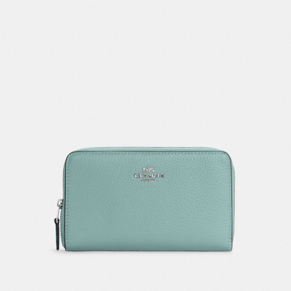 Medium Id Zip Wallet - C4124 - LIGHT TEAL/SILVER