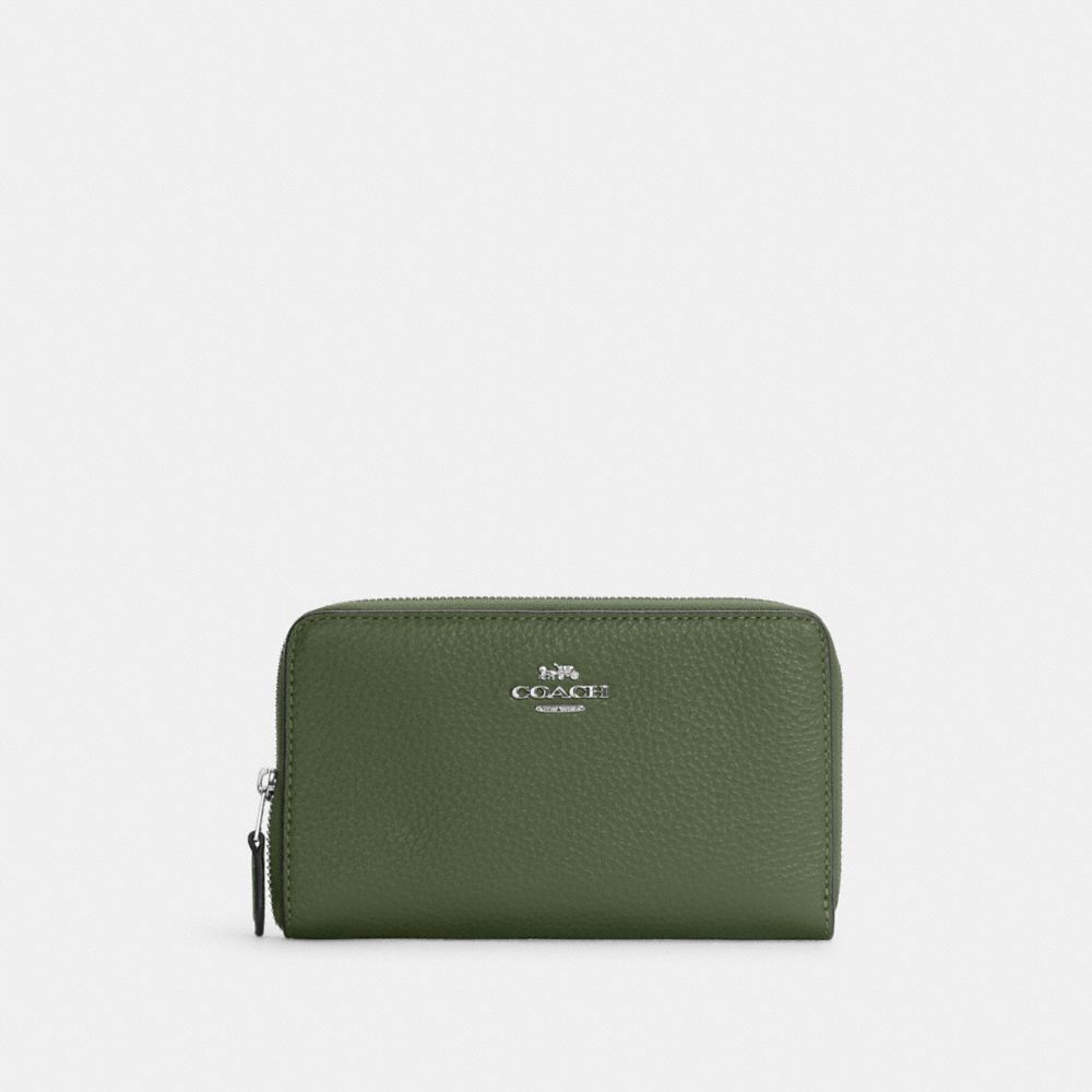 Medium Id Zip Wallet - C4124 - Silver/Dark Sage