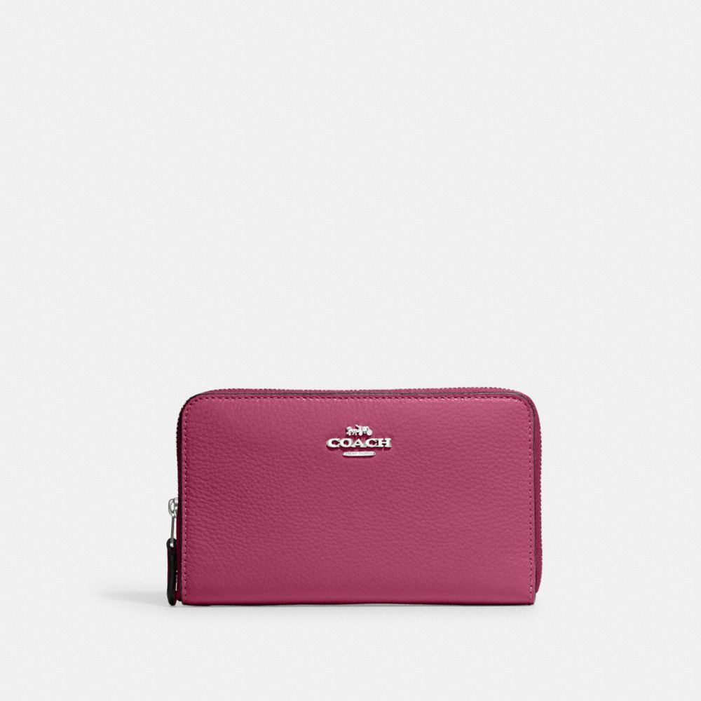 Medium Id Zip Wallet - C4124 - Silver/Light Raspberry