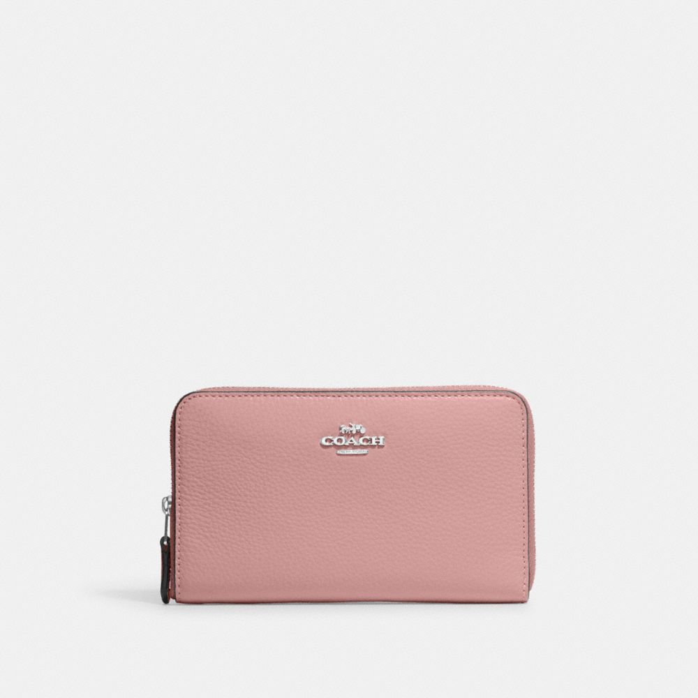 Medium Id Zip Wallet - C4124 - Silver/Light Pink
