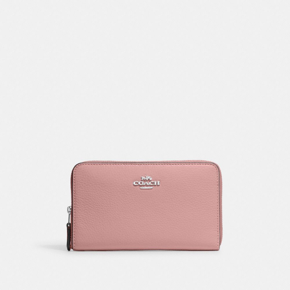 COACH C4124 Medium Id Zip Wallet Silver/Light Pink