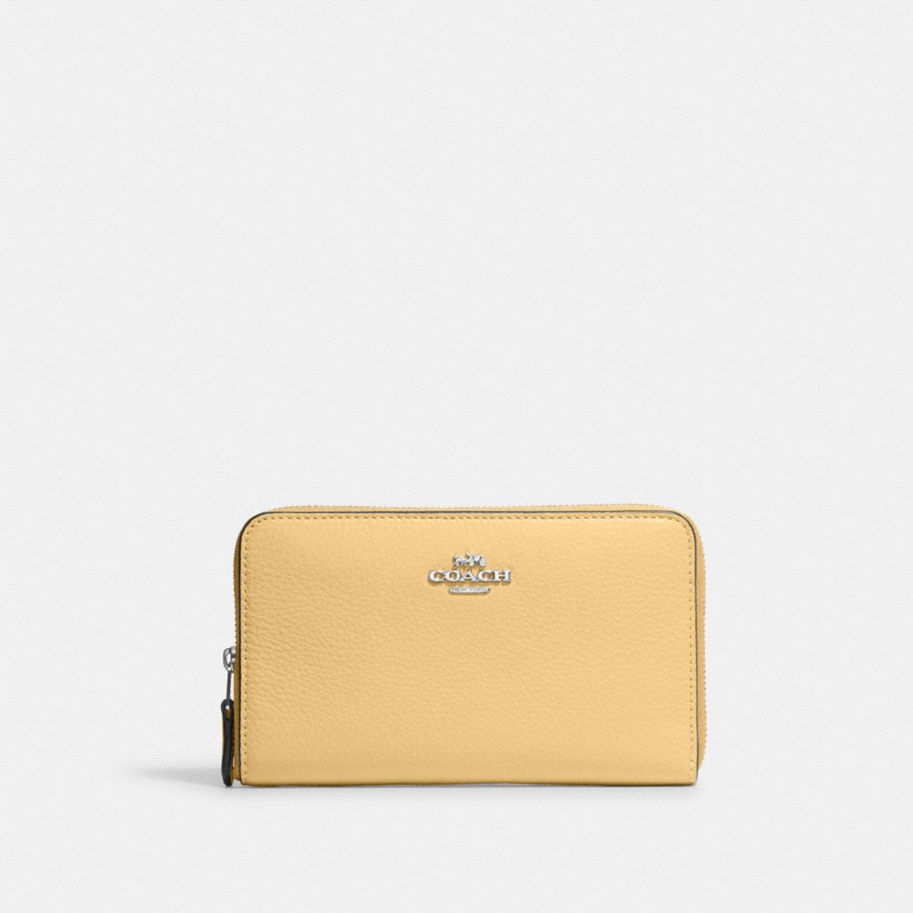 COACH C4124 Medium Id Zip Wallet SILVER/VANILLA