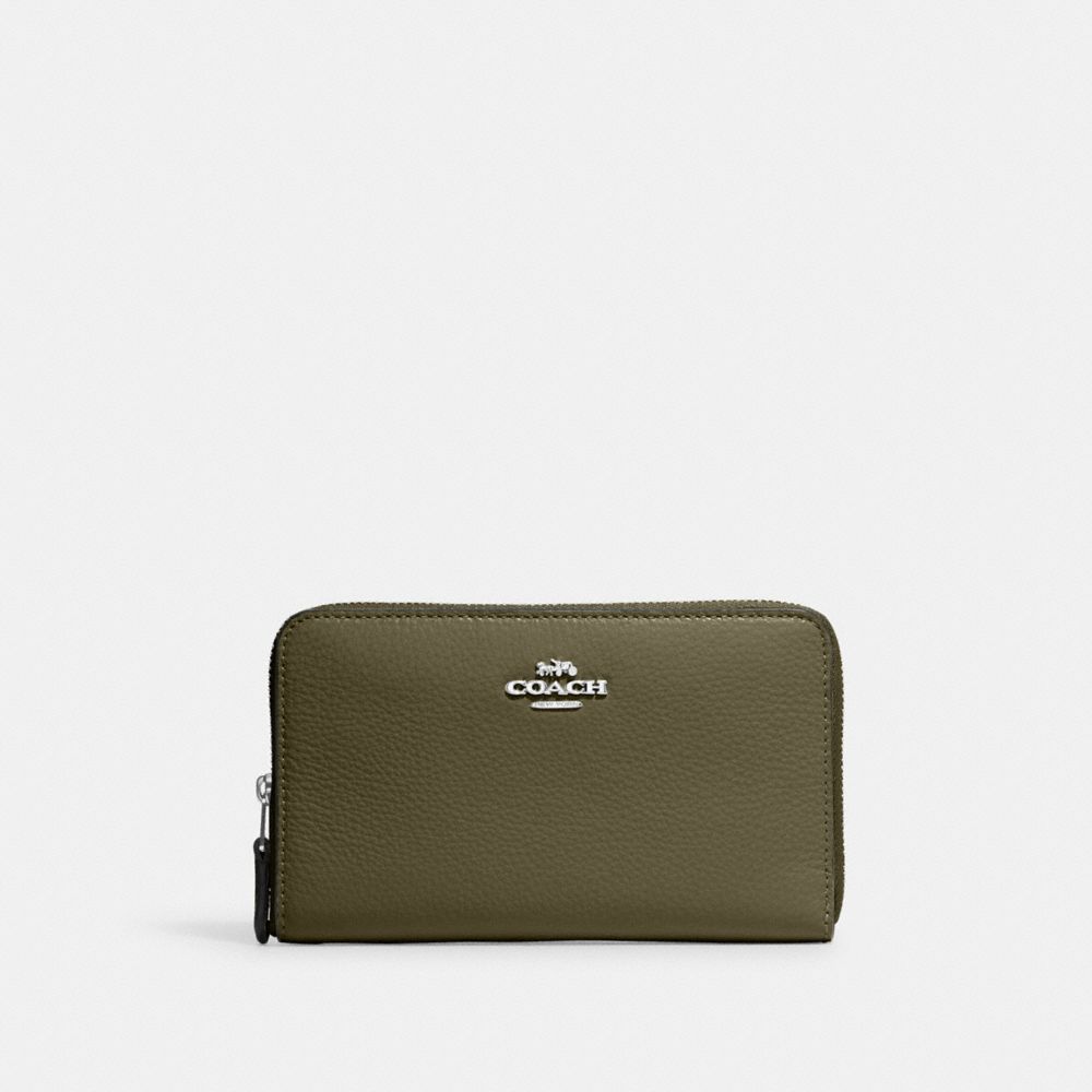 Medium Id Zip Wallet - C4124 - Silver/Olive Drab