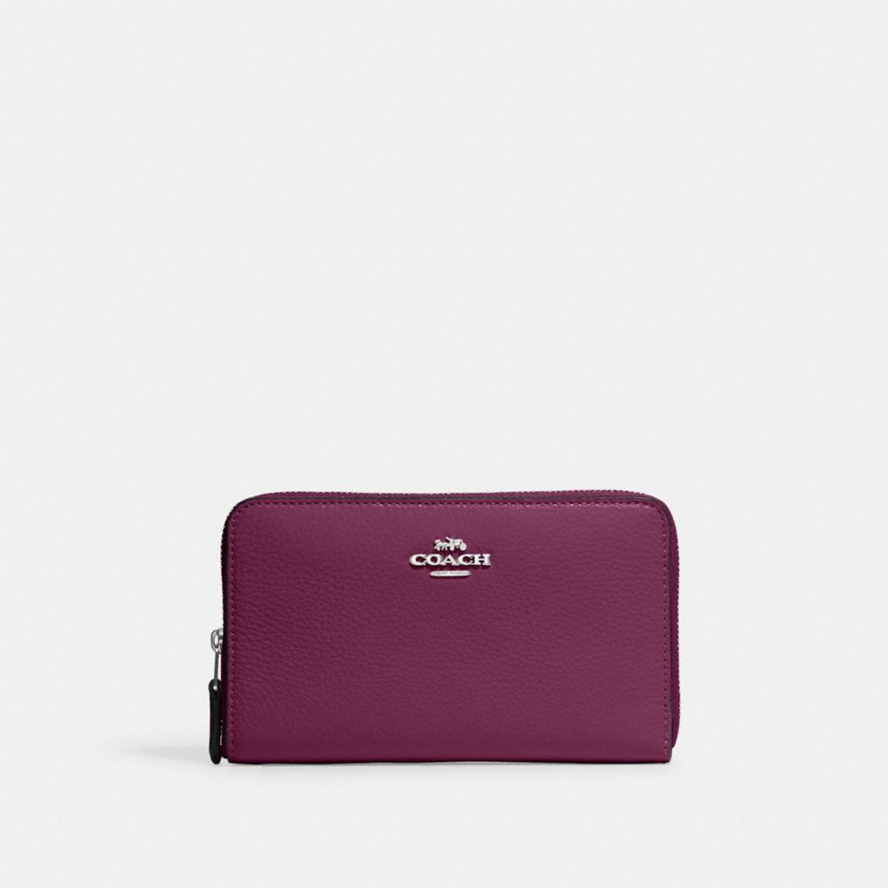 Medium Id Zip Wallet - C4124 - Silver/Deep Berry