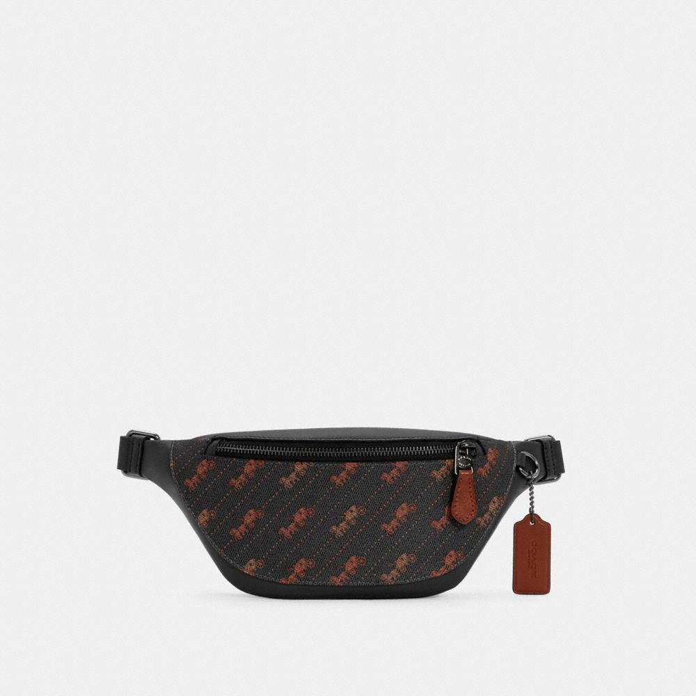 WARREN MINI BELT BAG WITH HORSE AND CARRIAGE DOT PRINT - C4138 - QB/BLACK/SADDLE