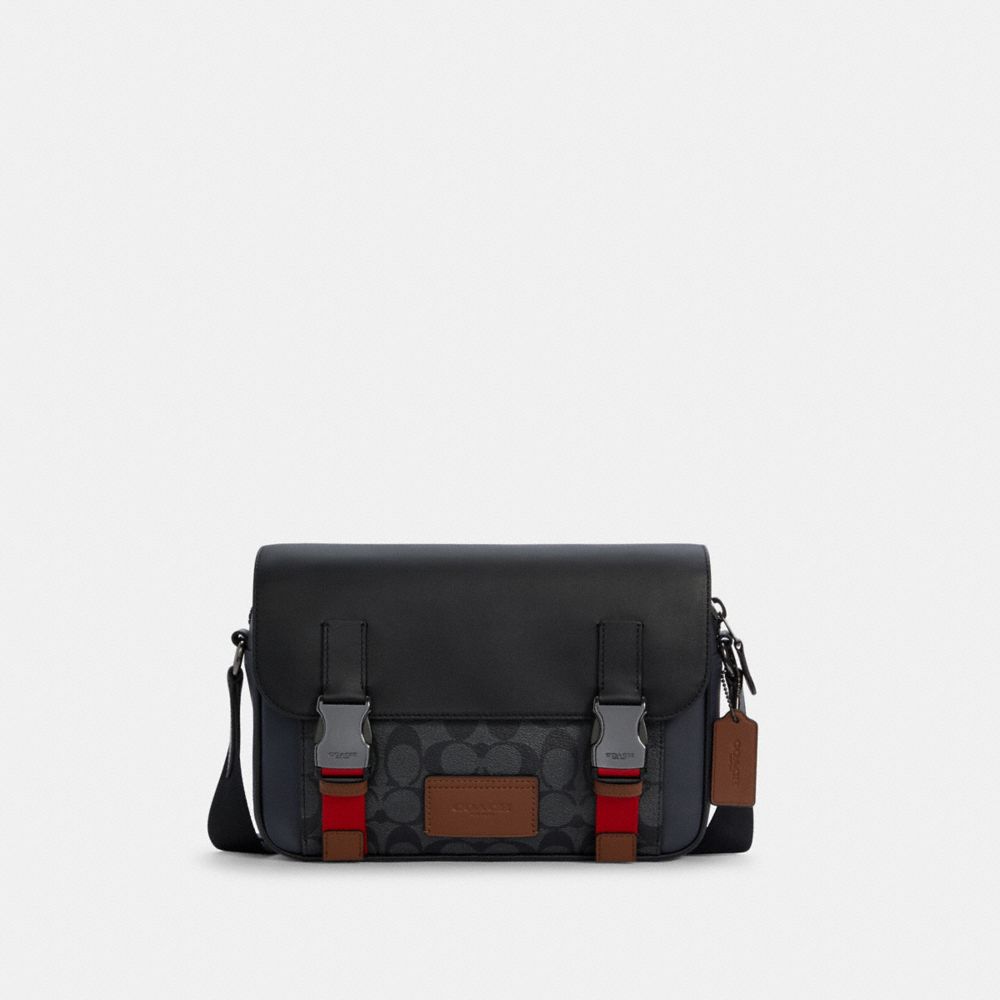 TRACK CROSSBODY IN COLORBLOCK SIGNATURE CANVAS - C4141 - QB/CHARCOAL MIDNIGHT MULTI