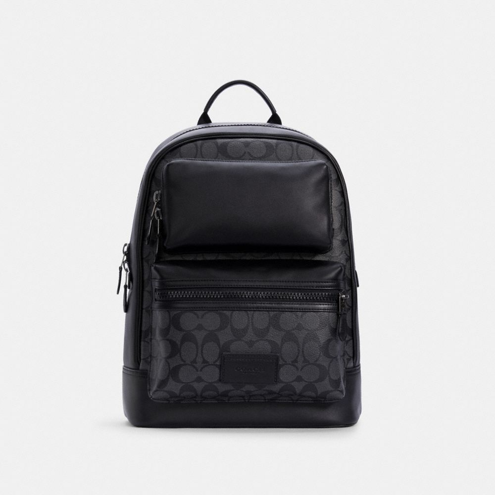 COACH C4145 Rider Backpack In Signature Canvas QB/CHARCOAL BLACK