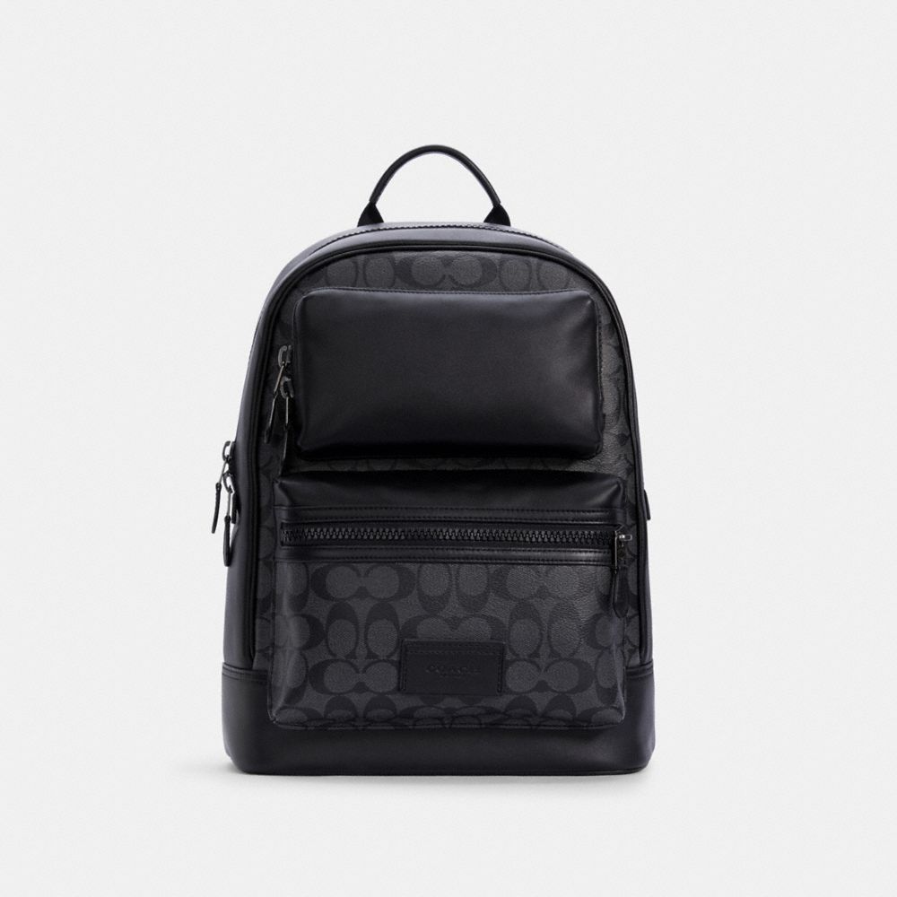 COACH C4145 RIDER BACKPACK IN SIGNATURE CANVAS QB/CHARCOAL BLACK