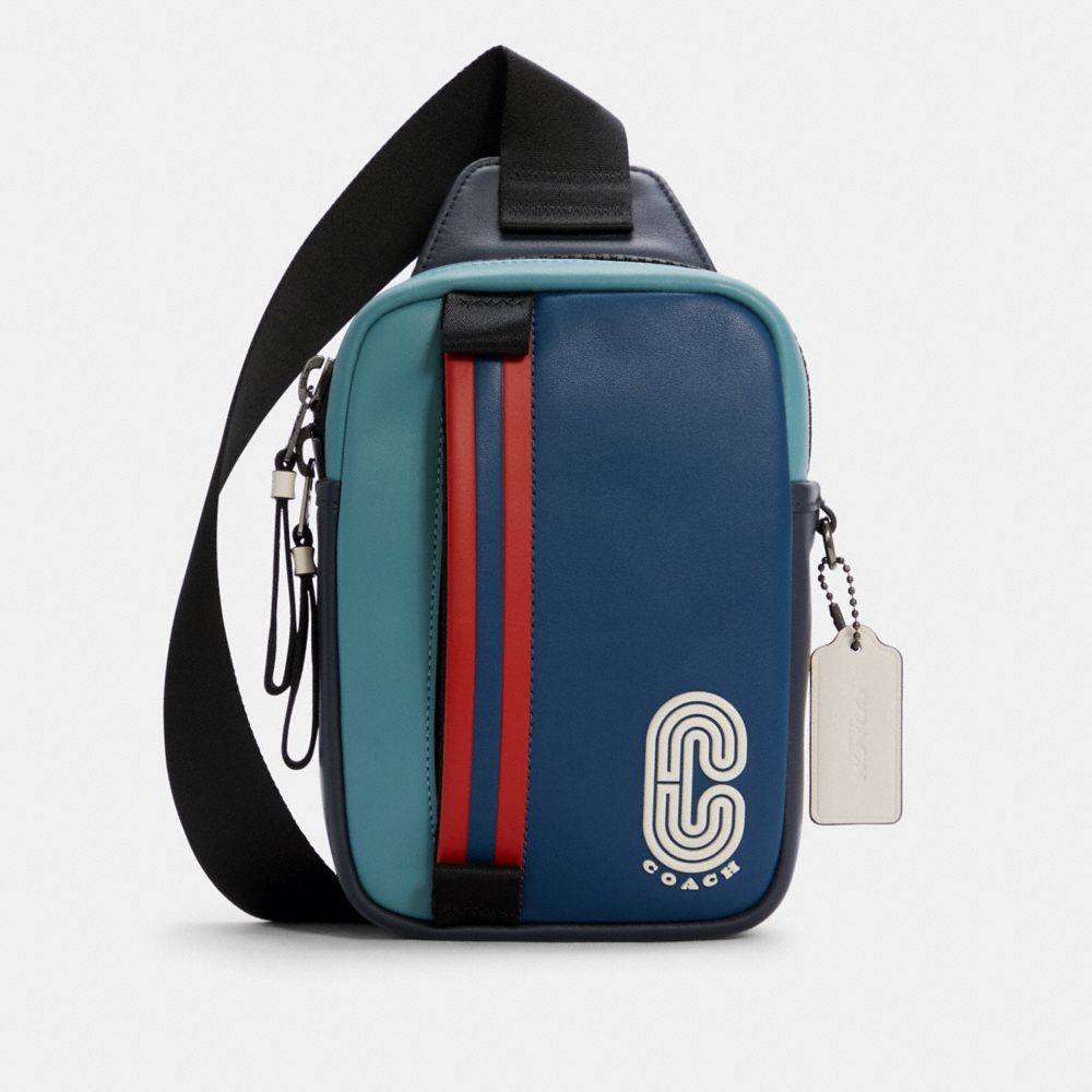 COACH C4150 EDGE L PACK WITH STRIPE QB/JEWEL BLUE MULTI