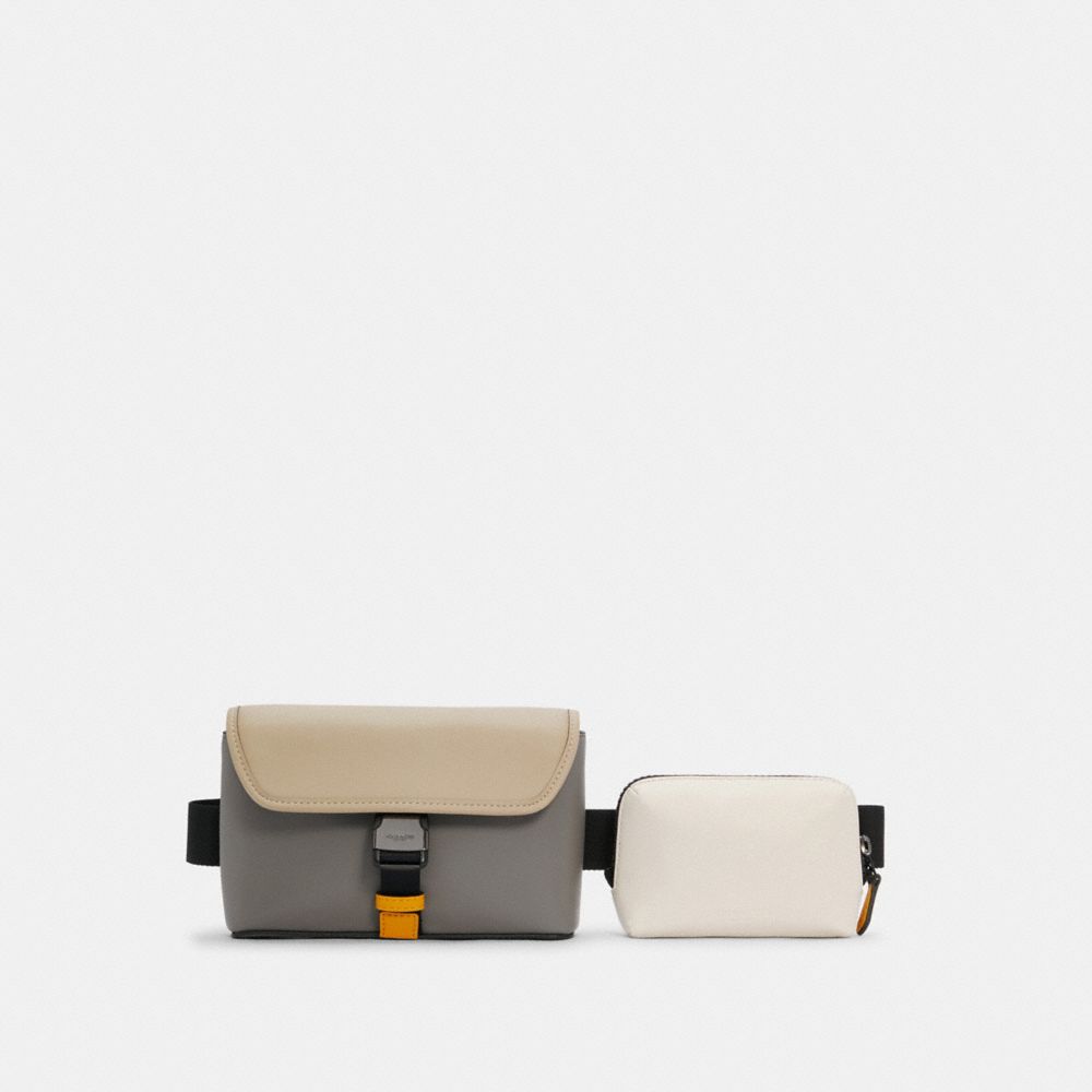 RIDER DOUBLE BELT BAG IN COLORBLOCK - C4159 - QB/CHALK LIGHT GRAVEL MULTI