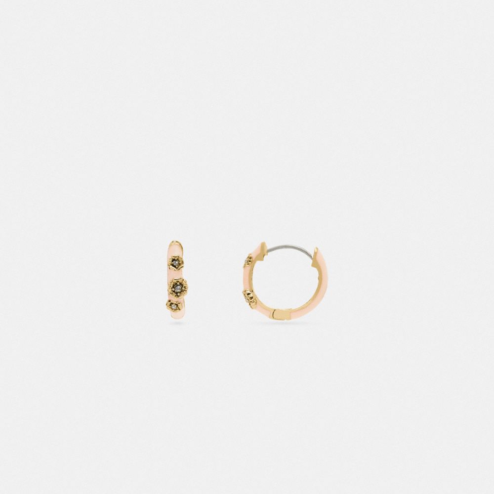 COACH C4163 - Pink Tea Rose Huggie Earrings GOLD/PINK