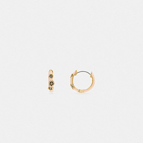 COACH Pink Tea Rose Huggie Earrings - GOLD/PINK - C4163