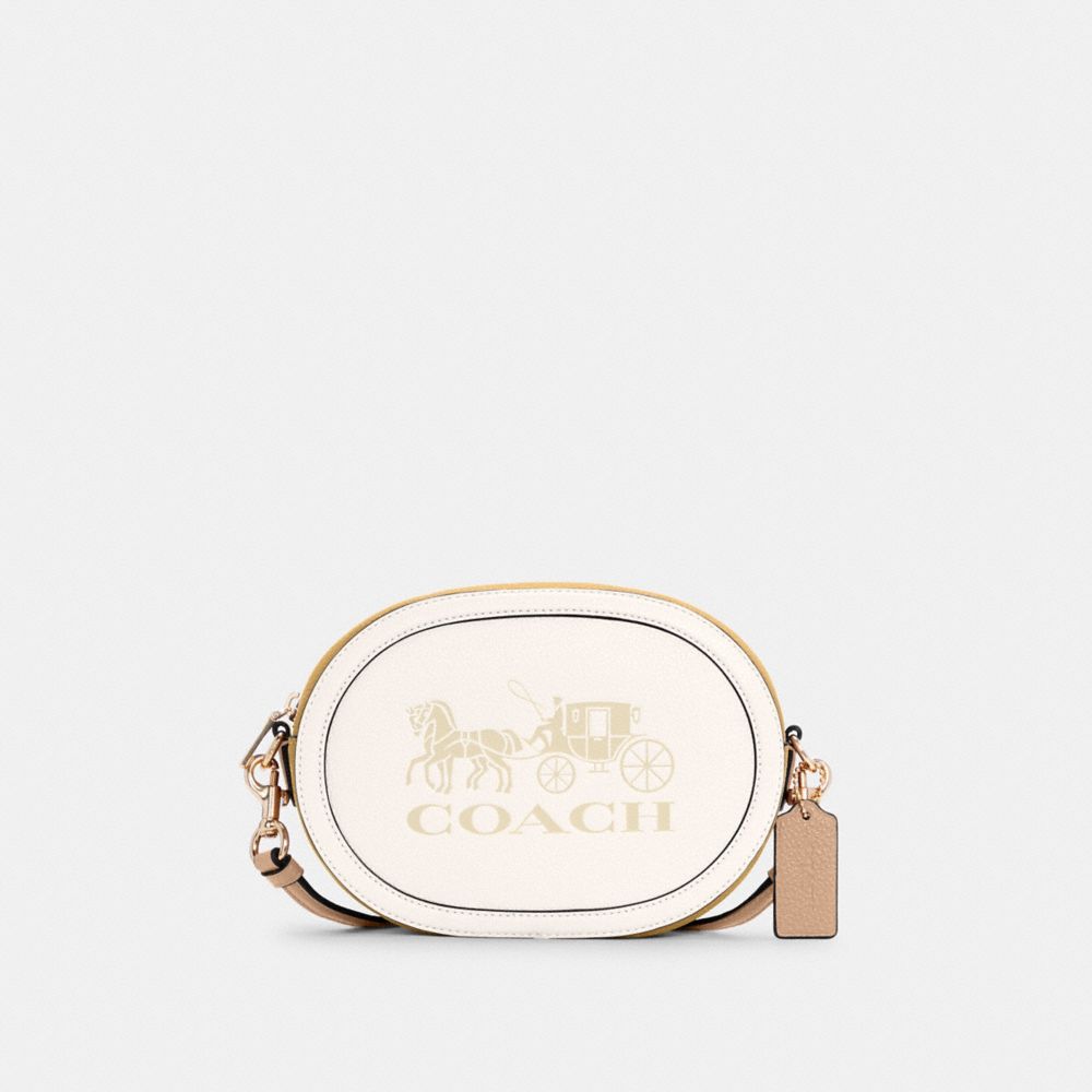 COACH C4164 CAMERA BAG IN COLORBLOCK WITH HORSE AND CARRIAGE IM/CHALK/VANILLA CREAM