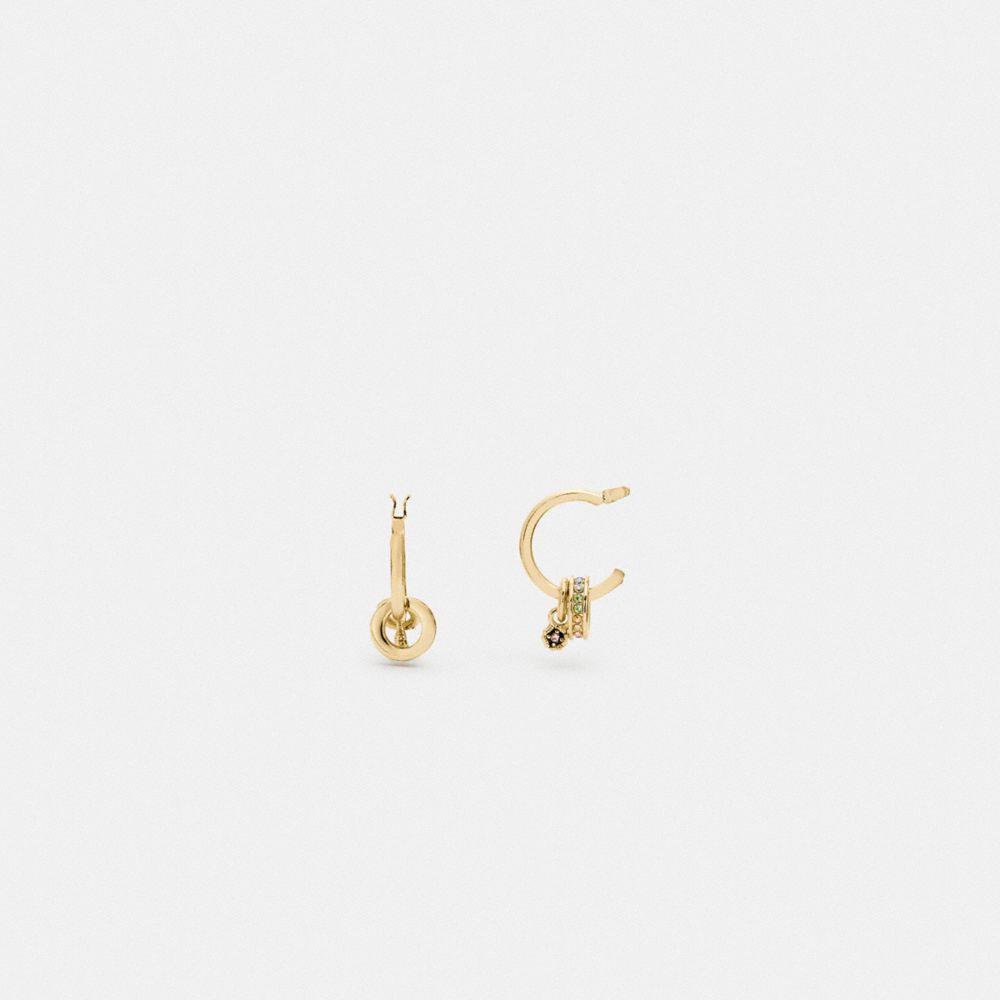 COACH C4167 Crystal Drop Huggie Earrings GOLD/MULTI