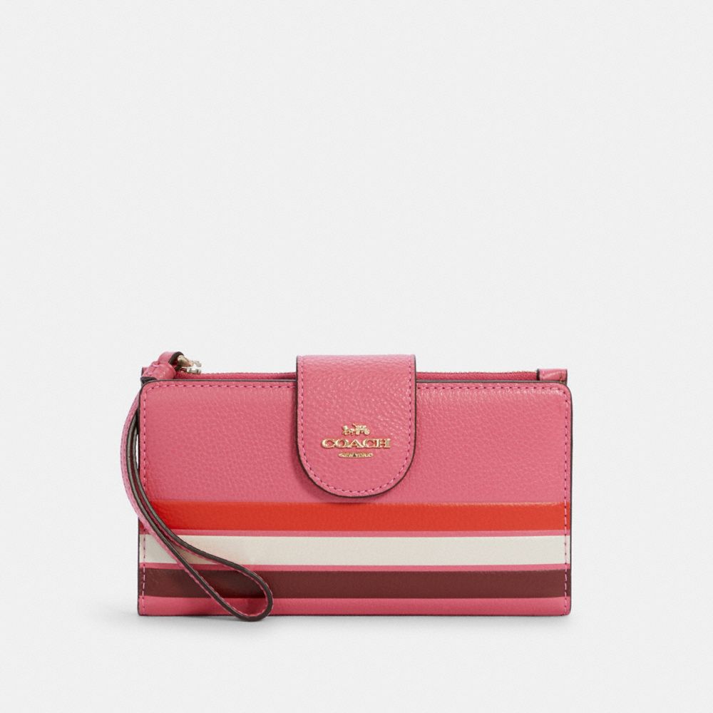 COACH C4182 - TECH PHONE WALLET IN COLORBLOCK WITH STRIPE IM/CONFETTI PINK MANGO MULTI