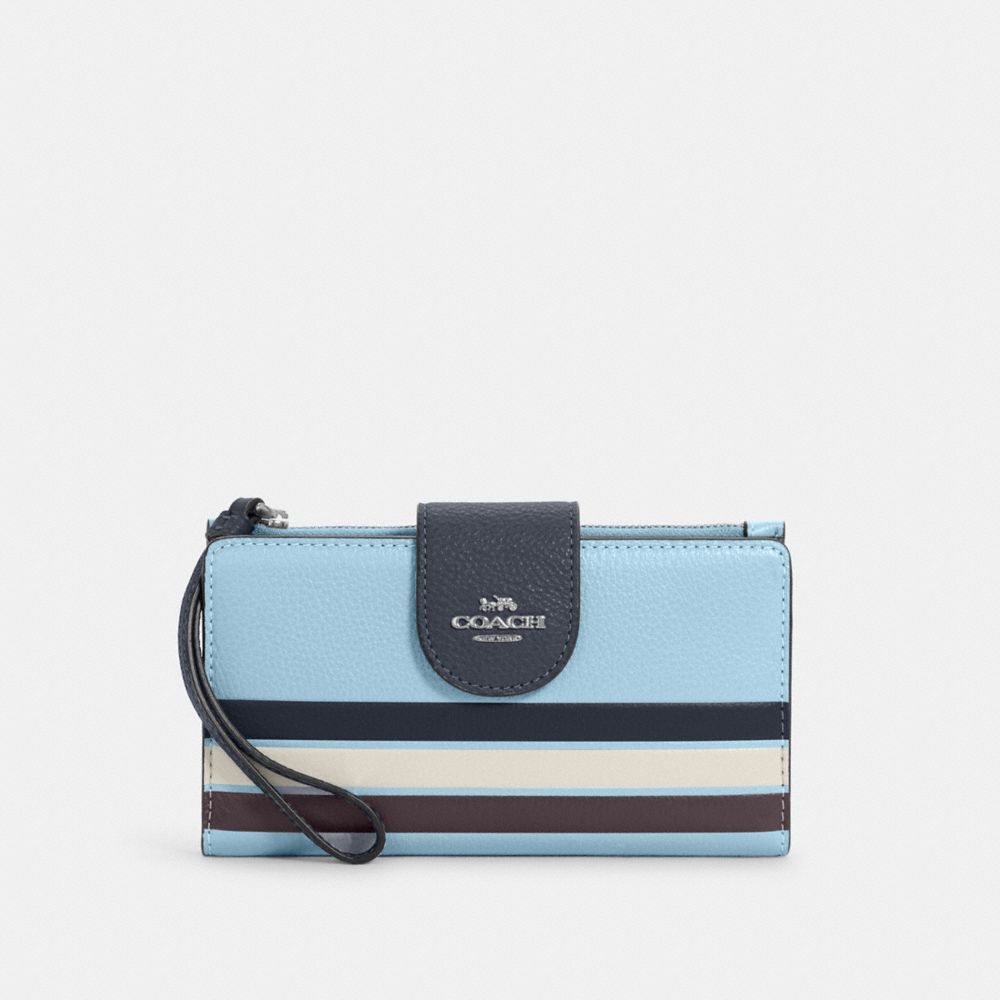 TECH PHONE WALLET IN COLORBLOCK WITH STRIPE - SV/WATERFALL MIDNIGHT MULTI - COACH C4182