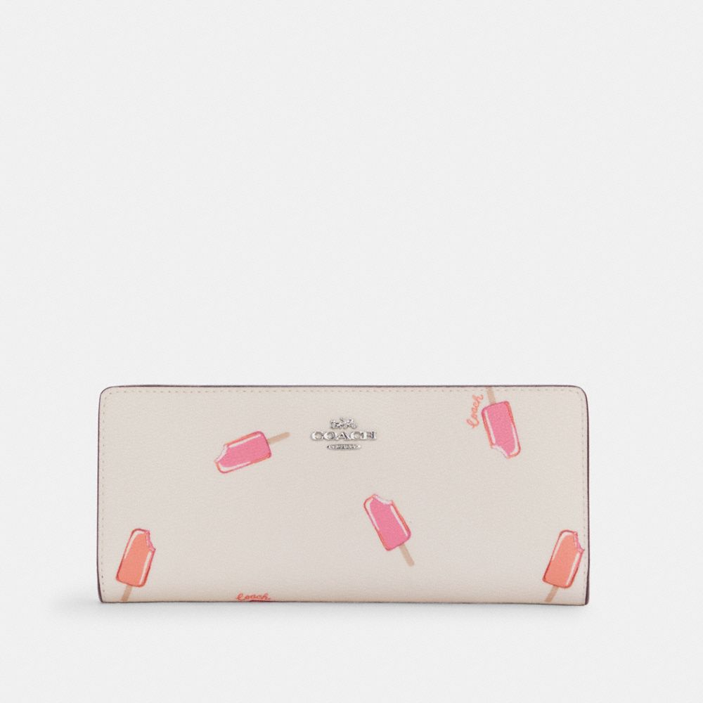 COACH C4183 Slim Wallet With Popsicle Print SV/CHALK MULTI