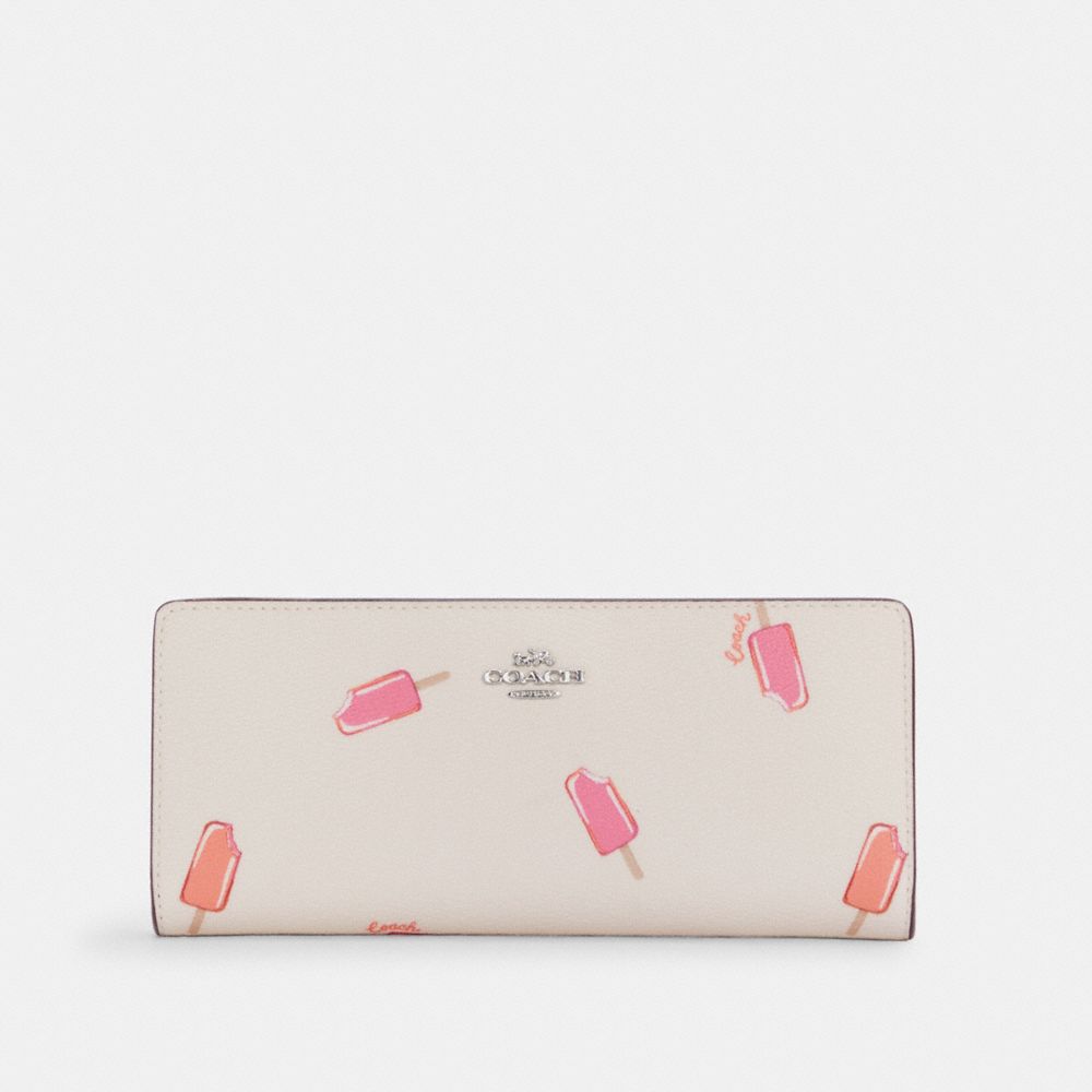 COACH C4183 SLIM WALLET WITH POPSICLE PRINT SV/CHALK MULTI