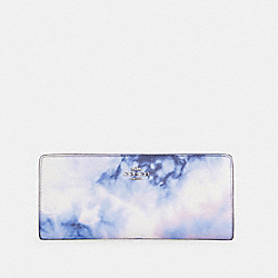 COACH C4184 Slim Wallet With Tie Dye Print SV/PURPLE/PINK MULTI