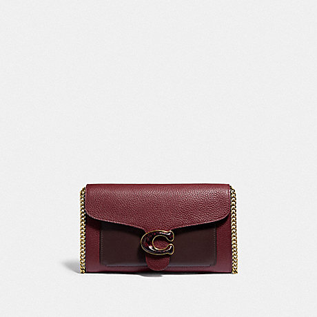 COACH C4203 Tabby Chain Clutch In Colorblock With Snakeskin Detail BRASS/WINE-MULTI