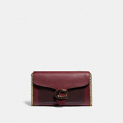 COACH C4203 Tabby Chain Clutch In Colorblock With Snakeskin Detail BRASS/WINE MULTI