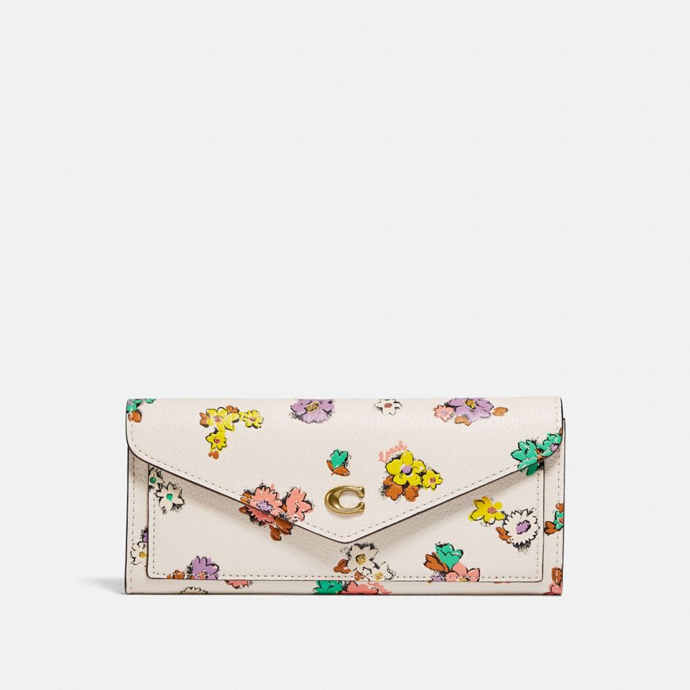 COACH C4206 - Wyn Soft Wallet With Floral Print BRASS/CHALK