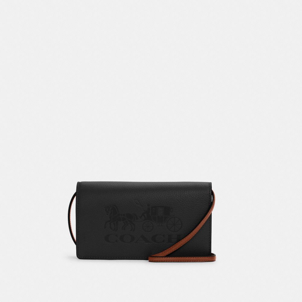 ANNA FOLDOVER CROSSBODY CLUTCH WITH HORSE AND CARRIAGE - C4209 - IM/BLACK/REDWOOD