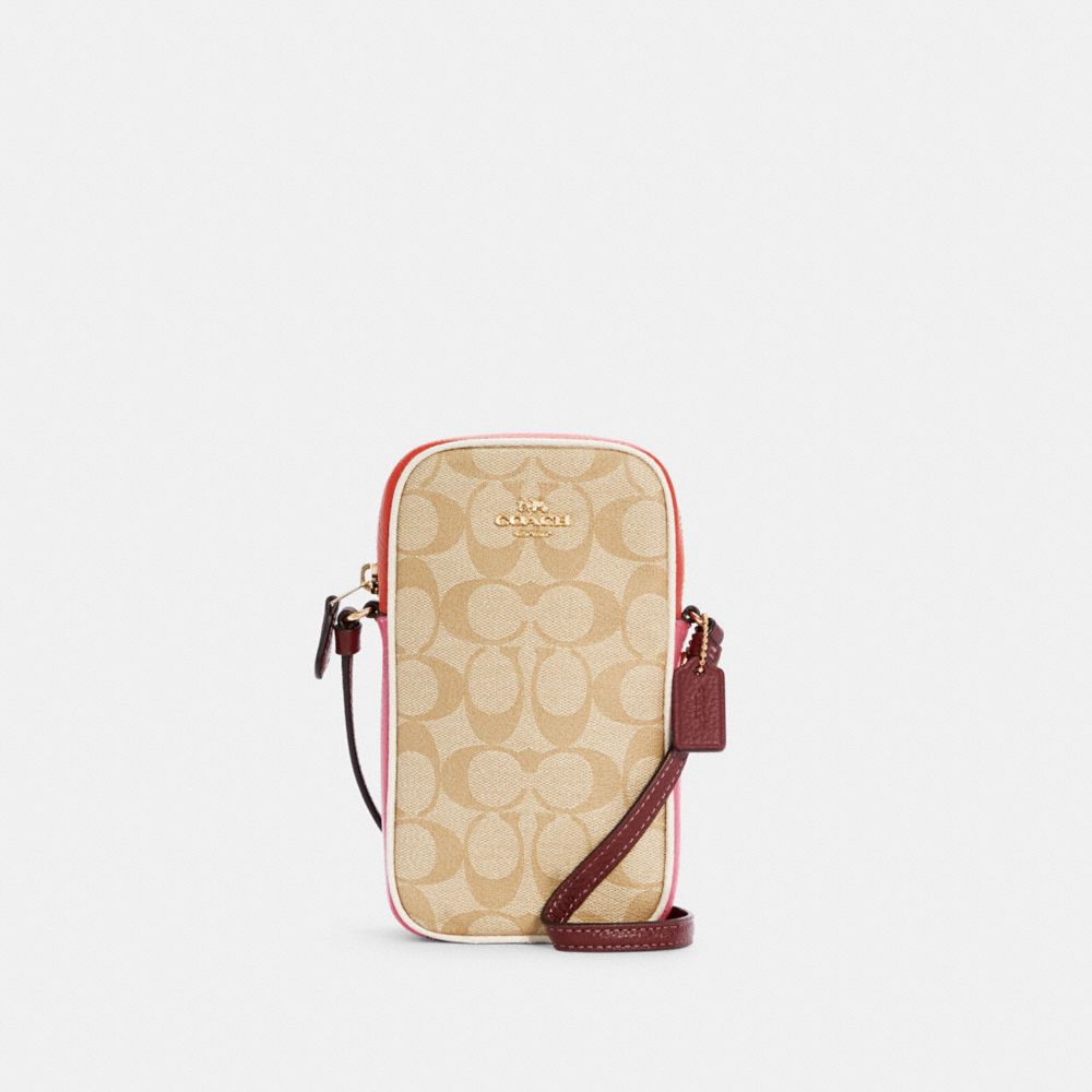 NORTH/SOUTH ZIP CROSSBODY IN COLORBLOCK SIGNATURE CANVAS - IM/CONFETTI PINK MANGO MULTI - COACH C4213