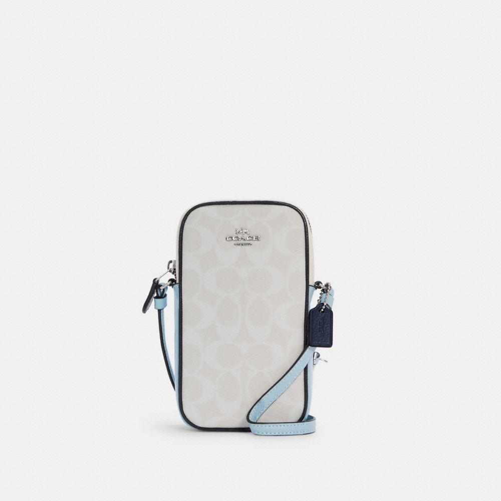 COACH NORTH/SOUTH ZIP CROSSBODY IN COLORBLOCK SIGNATURE CANVAS - SV/WATERFALL MIDNIGHT MULTI - C4213