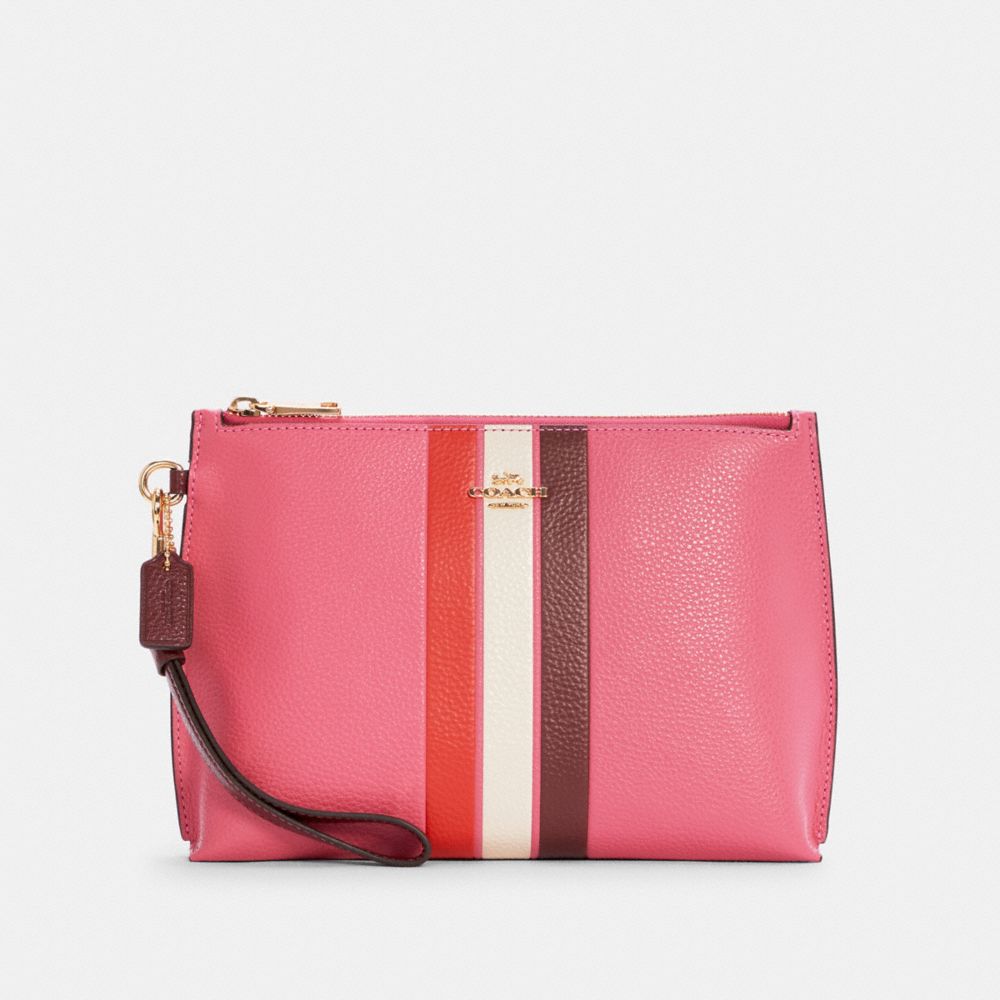 COACH C4214 Rowan Pouch In Colorblock With Stripe IM/CONFETTI PINK MANGO MULTI