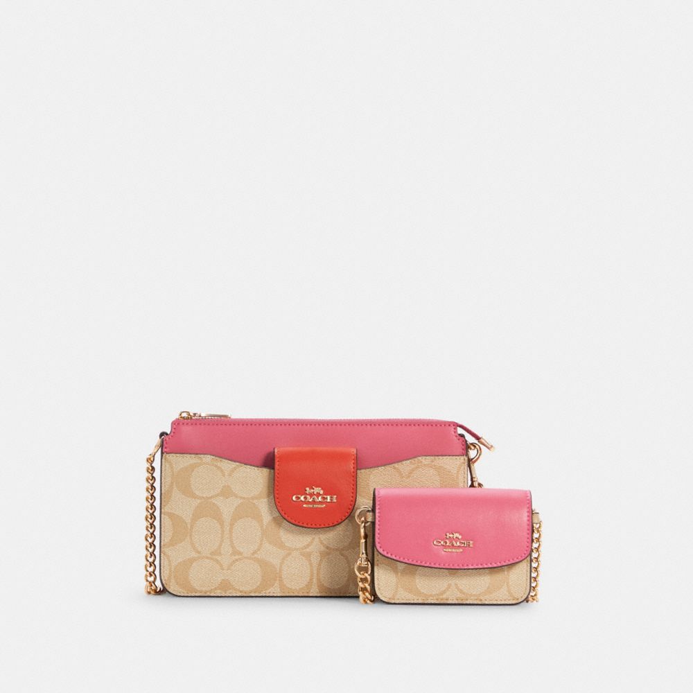 COACH C4215 Poppy Crossbody In Colorblock Signature Canvas IM/CONFETTI PINK MANGO MULTI