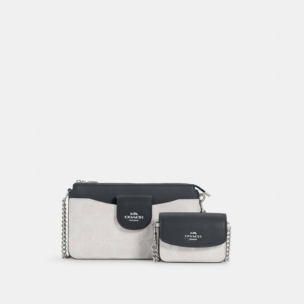 COACH POPPY CROSSBODY IN COLORBLOCK SIGNATURE CANVAS - SV/WATERFALL MIDNIGHT MULTI - C4215