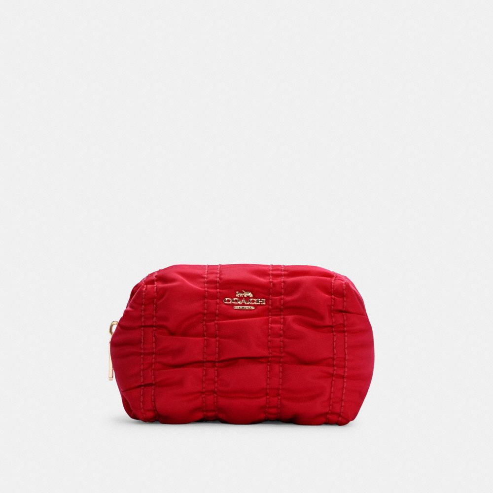 SMALL BOXY COSMETIC CASE WITH RUCHING - IM/1941 RED - COACH C4224