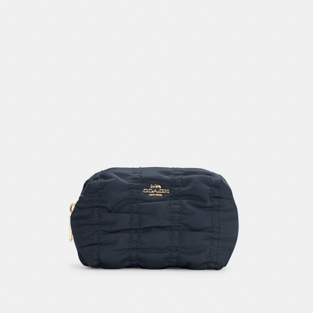 SMALL BOXY COSMETIC CASE WITH RUCHING - IM/MIDNIGHT - COACH C4224