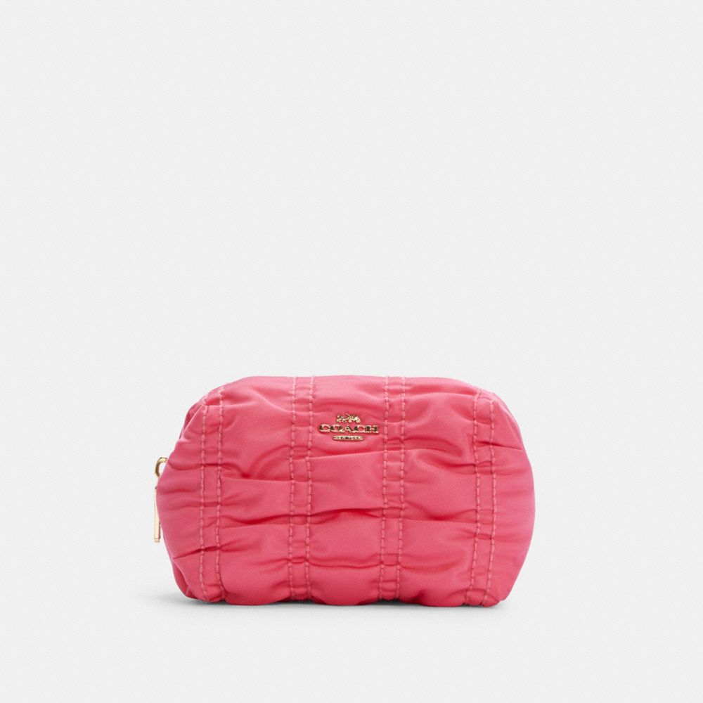 SMALL BOXY COSMETIC CASE WITH RUCHING - IM/CONFETTI PINK - COACH C4224