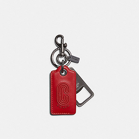 COACH BOTTLE OPENER KEY FOB WITH COACH PATCH - QB/BRIGHT CARDINAL - C4244