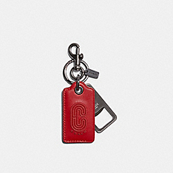 BOTTLE OPENER KEY FOB WITH COACH PATCH - QB/BRIGHT CARDINAL - COACH C4244