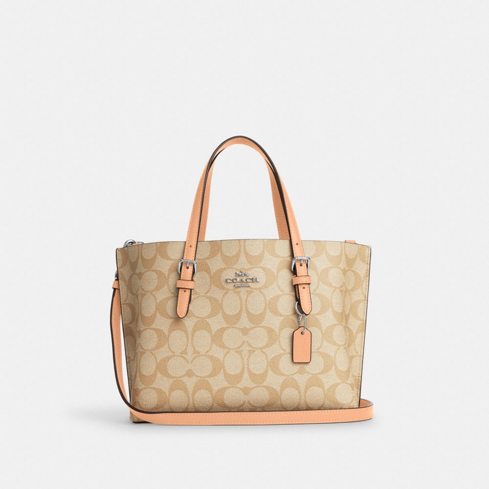 COACH C4250 Mollie Tote Bag 25 In Signature Canvas SV/LIGHT KHAKI/FADED BLUSH