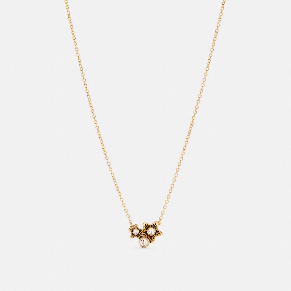 COACH WILDFLOWER CLUSTER PENDANT NECKLACE - GOLD - C4264