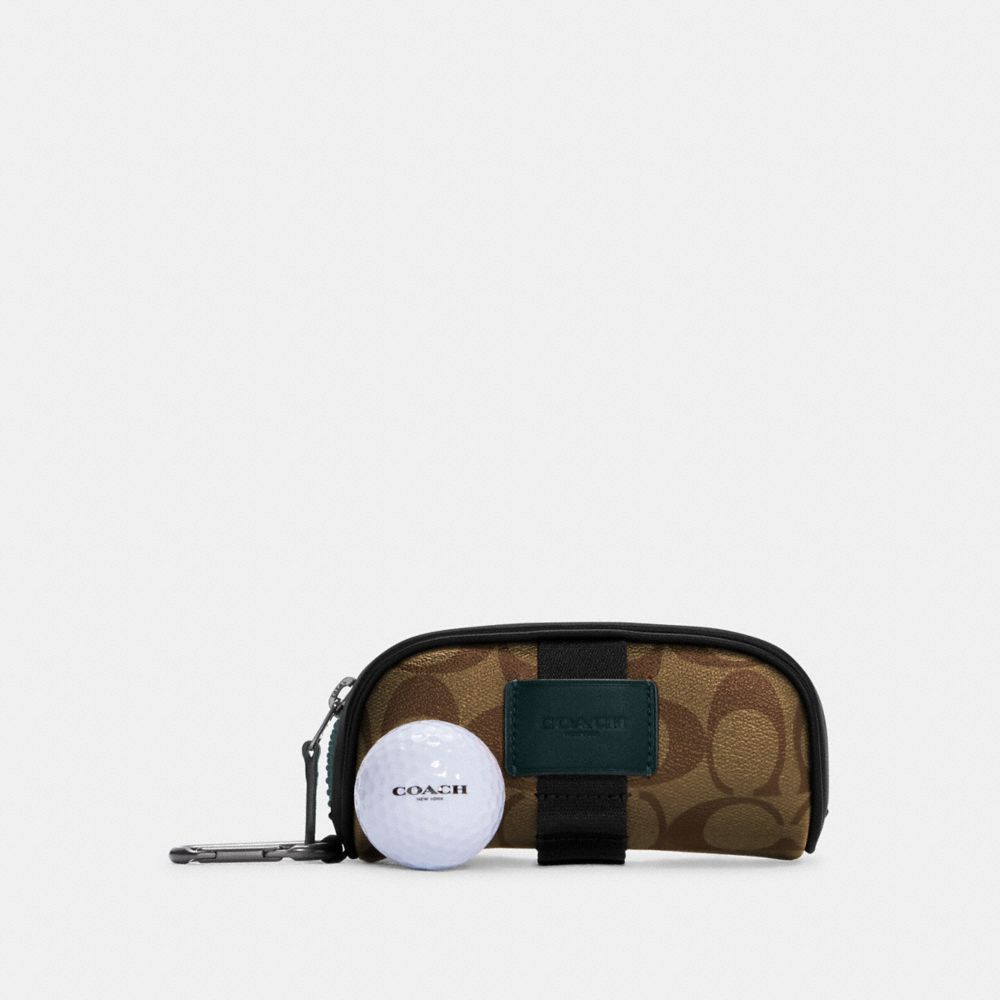 Golf Kit In Colorblock Signature Canvas - C4267 - BLACK ANTIQUE/MAHOGANY/BRIGHT CARDINAL