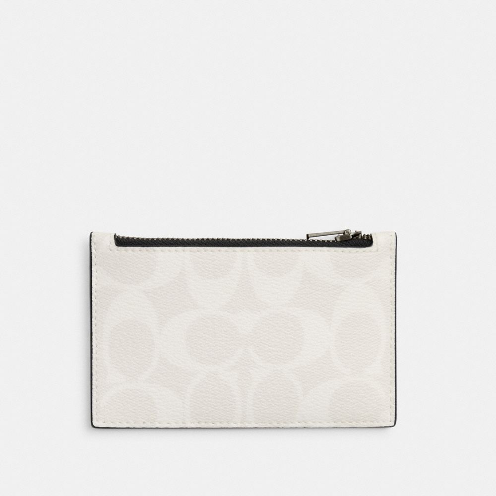 Zip Card Case In Signature Canvas - C4281 - Gunmetal/Chalk/Black Multi