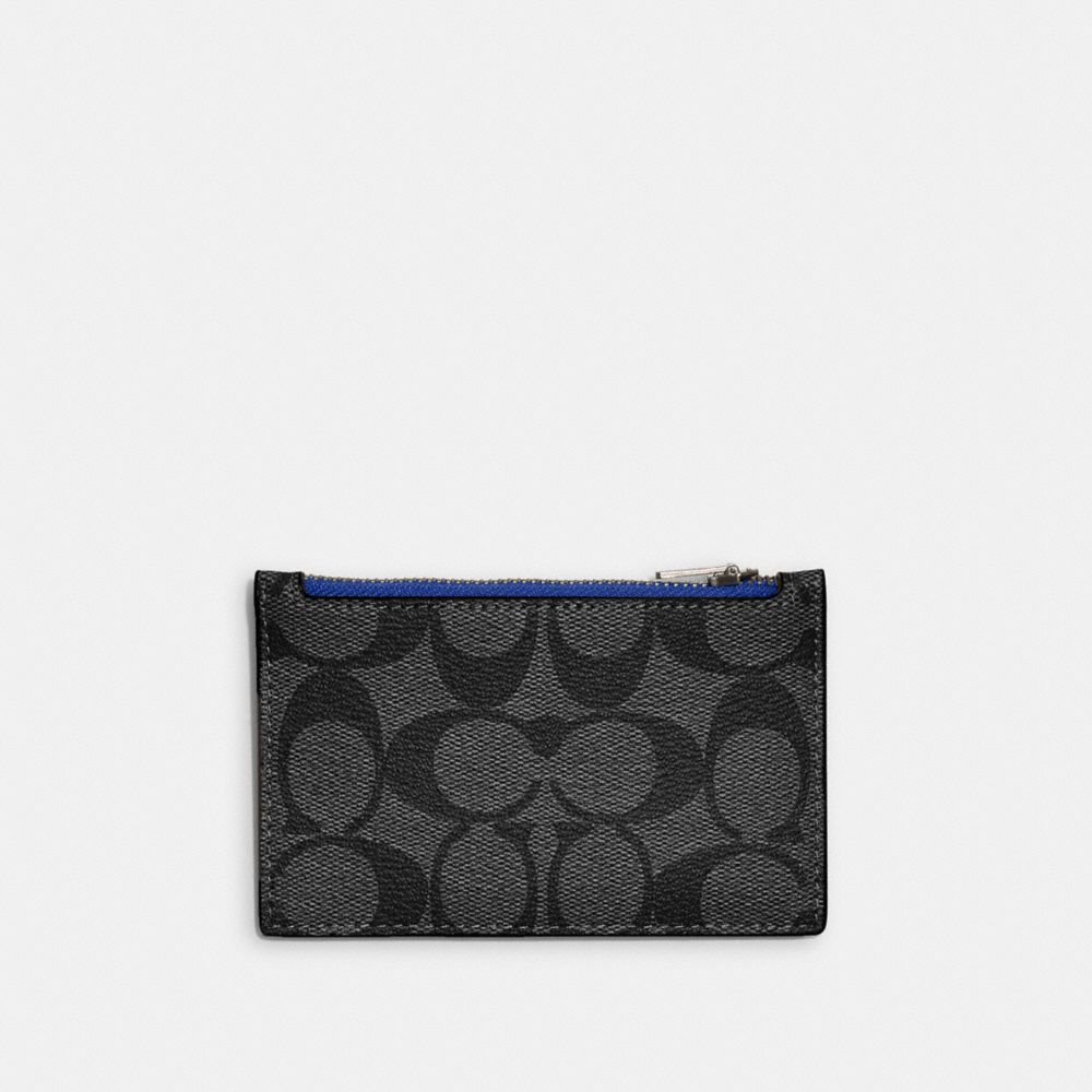 COACH Zip Card Case In Signature Canvas - BLACK ANTIQUE/TAN BURNT SIENNA MULTI - C4281