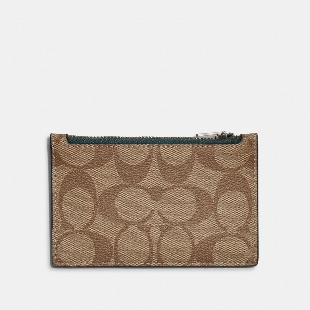 COACH Zip Card Case In Signature Canvas - BLACK ANTIQUE/MAHOGANY/BRIGHT CARDINAL - C4281