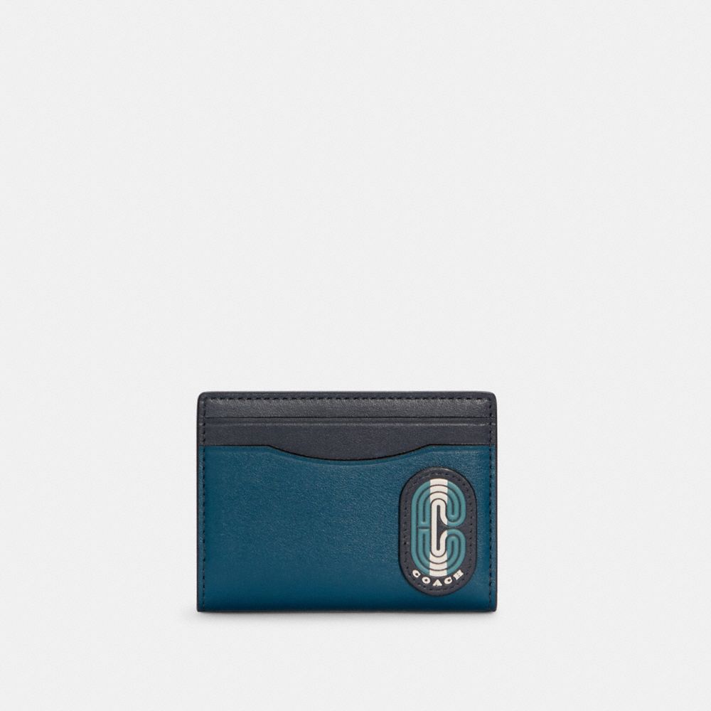 COACH C4285 - MAGNETIC CARD CASE IN COLORBLOCK WITH STRIPED COACH PATCH QB/MARINE MULTI