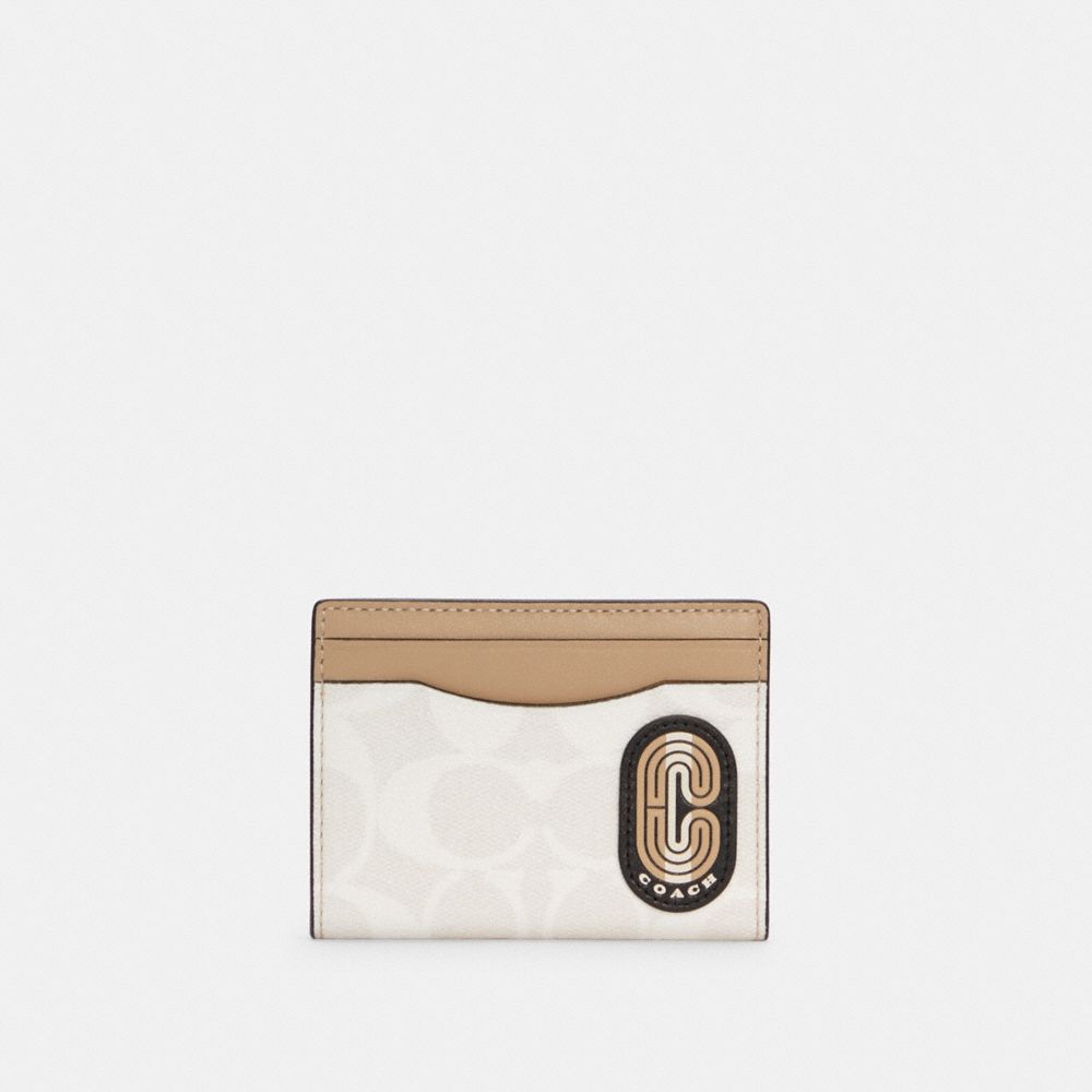 COACH C4286 MAGNETIC CARD CASE IN COLORBLOCK SIGNATURE CANVAS WITH STRIPED COACH PATCH QB/CHALK MULTI