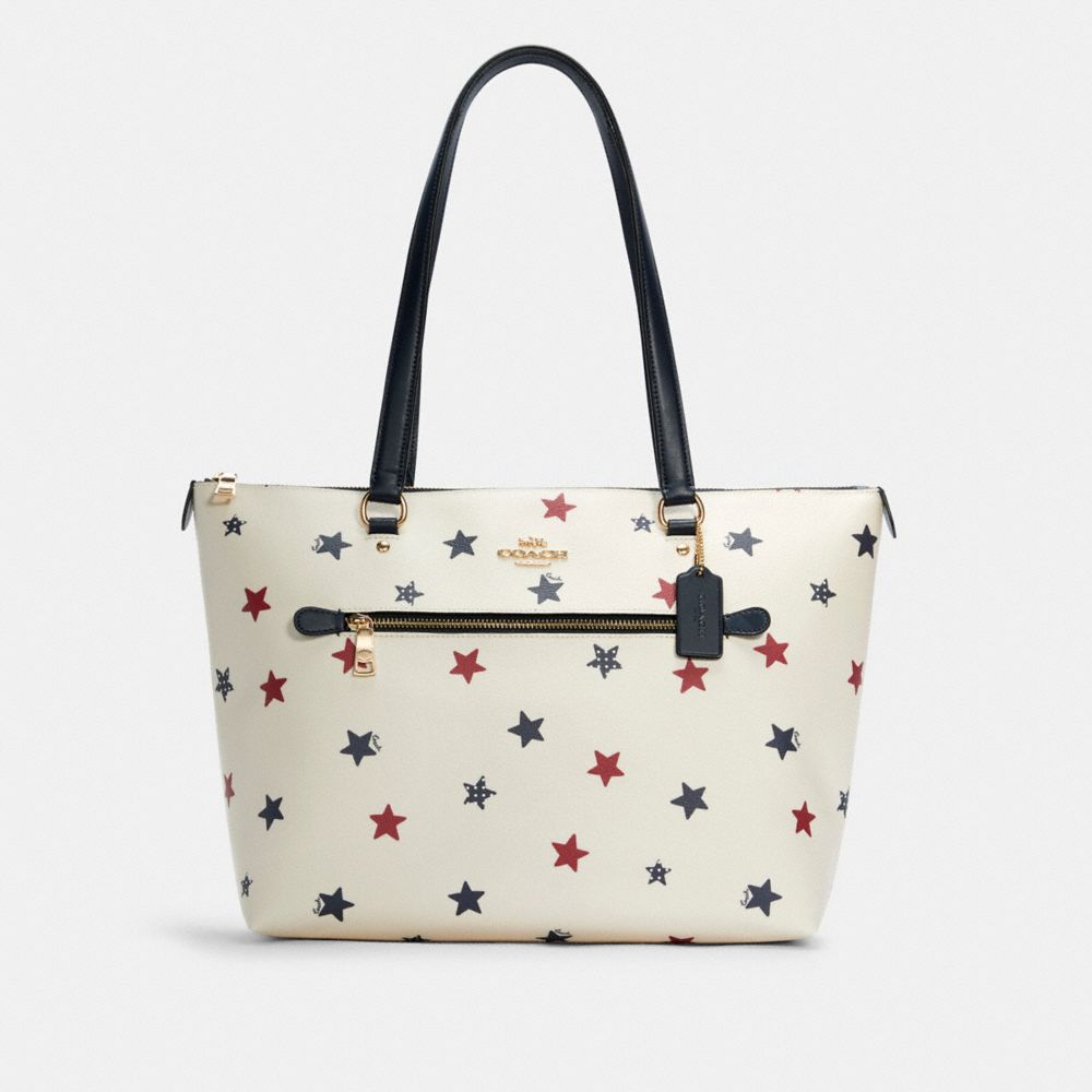 GALLERY TOTE WITH AMERICANA STAR PRINT - C4299 - IM/CHALK MULTI